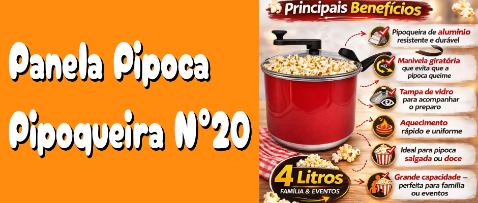 Panela Com Tampa de Vidro Para Fazer Pipoca.