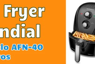 Fritadeira sem óleo Air Fryer Mondial 4L preta com detalhes em inox