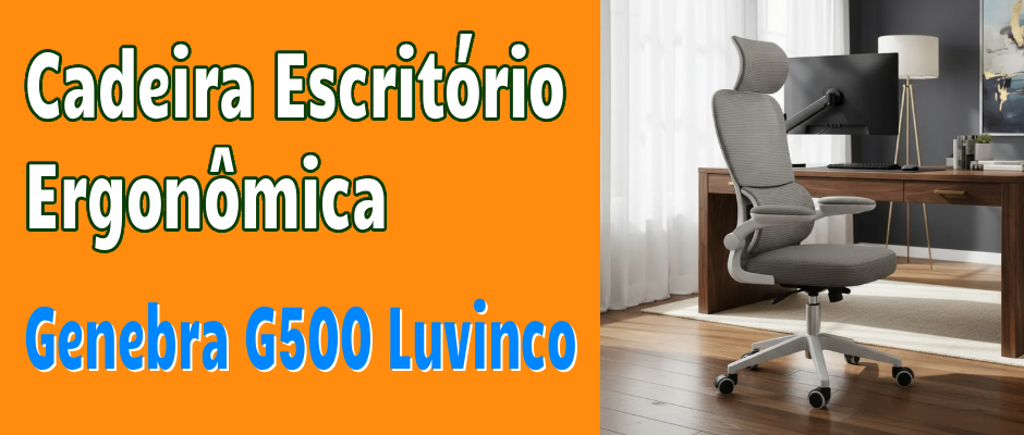 Cadeira de escritório ergonômica Genebra G500 Luvinco cinza em tela Mesh
